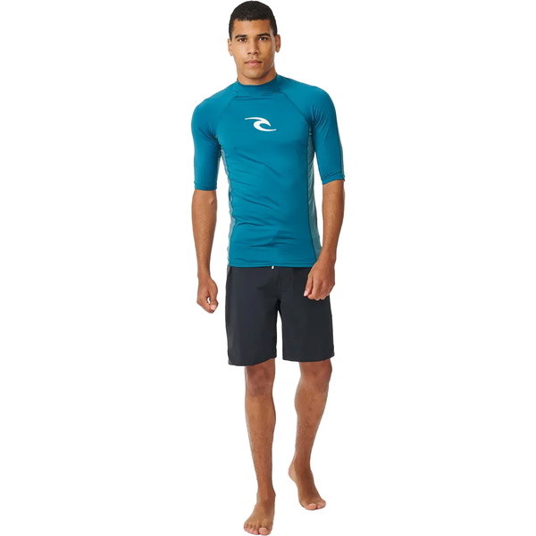 2024 Rip Curl Männer Waves UPF Performance Kurzärmelige Lycra-Weste 142MRV - Deep Ocean